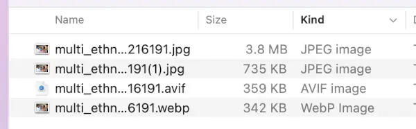 compressed images in the MacOS Finder